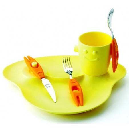 Set 5pz Pappa Bambini - Piatto, Bicchiere e Posate - Party - Rivadossi - 