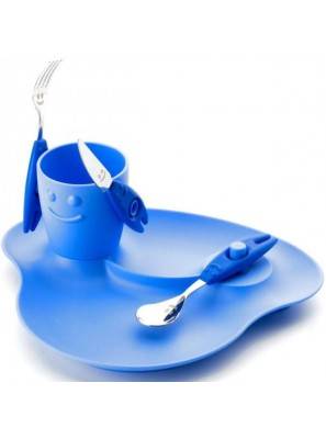 Set 5PZ Kinderpappa - Gericht, Glas und Besteck - Party - Rivadossi -