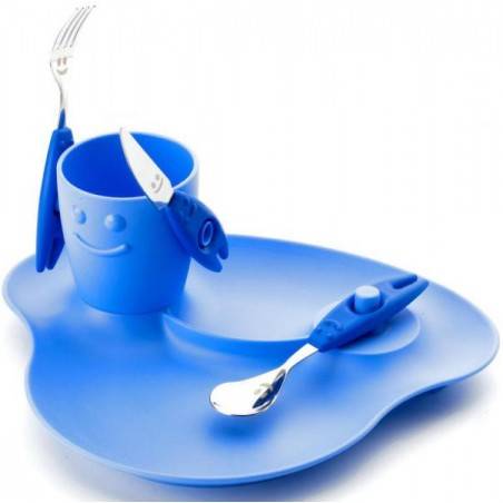 Set 5PZ Kinderpappa - Gericht, Glas und Besteck - Party - Rivadossi -