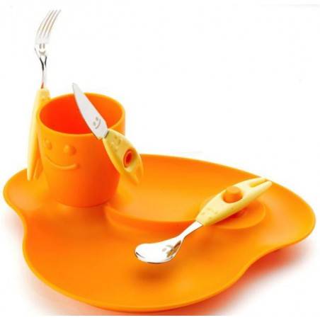 Set 5pz Pappa Bambini - Piatto, Bicchiere e Posate - Party - Rivadossi - 