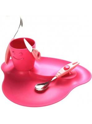 Set 5PZ Kinderpappa - Gericht, Glas und Besteck - Party - Rivadossi -