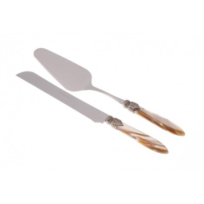 Posate Laura Set 2 Pz Pala e Coltello Torta - Manico Perlato Rivadossi - 