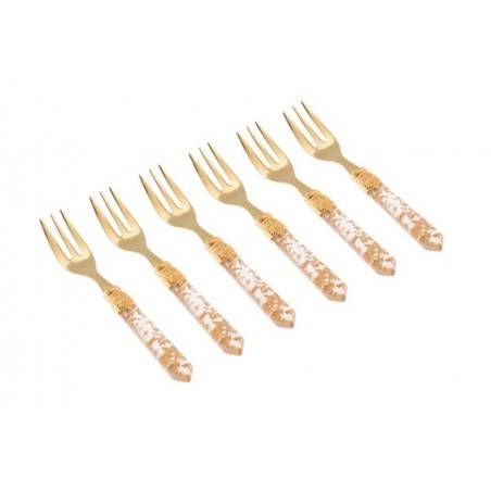 Rivadossi Luna Golden Sweet Fork Cutlery - set of 6 pieces - Online Shop -  - 