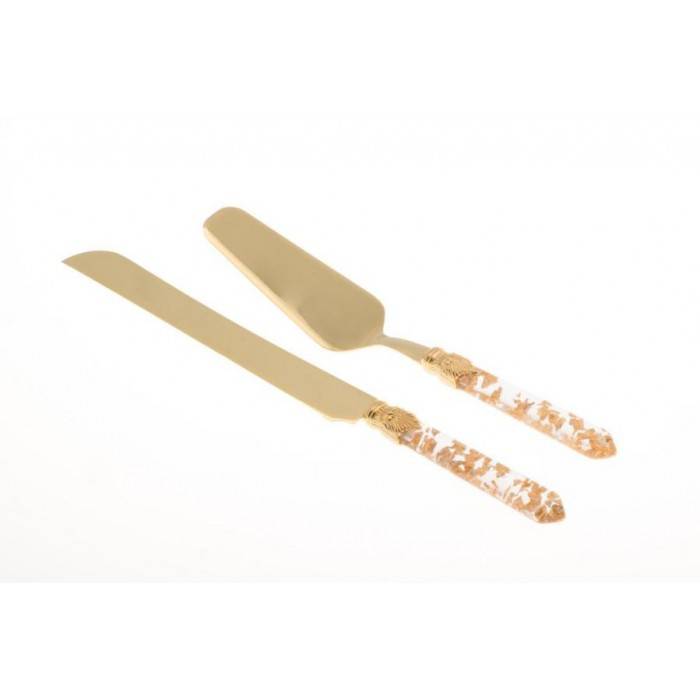 Golden Moon - Set de 2 Desserts - Couteau à Gâteau et Pelle Rivadossi - 