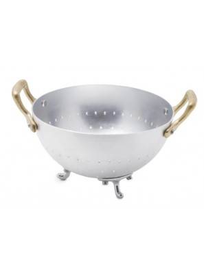 Aluminum colander with two brass handles - Rivadossi Sandro - Made in Italy -  - 