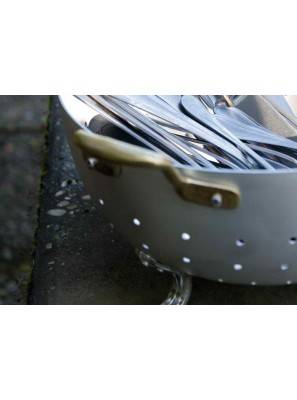 Aluminum colander with two brass handles - Rivadossi Sandro - Made in Italy -  - 