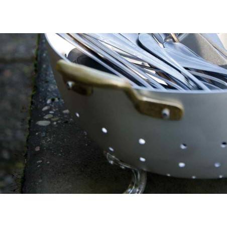 Aluminum colander with two brass handles - Rivadossi Sandro - Made in Italy -  - 