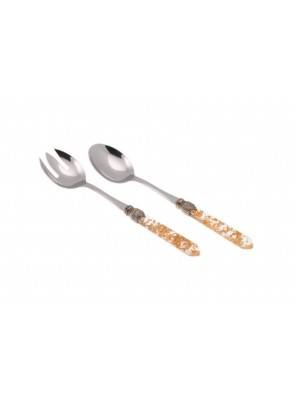 Posate di Lusso Per Servire Insalata Luna set 2 pezzi Rivadossi  Acciaio Inox 18/10 - 