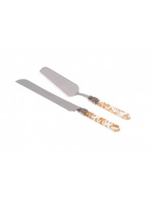 Couverts de luxe Luna - Coffret 2 pièces à dessert - Pelle à gâteau et couteau Rivadossi - 