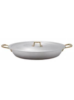 Paellera : Padella professionale In Alluminio 2 Manici Ottone Con Coperchio - 