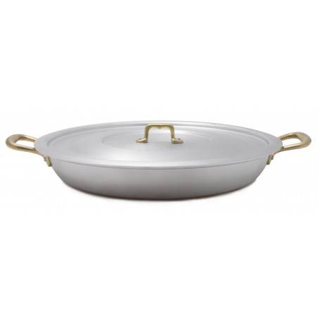 Paellera: Professional Pan In Aluminum 2 Handles Brass With Lid -  - 