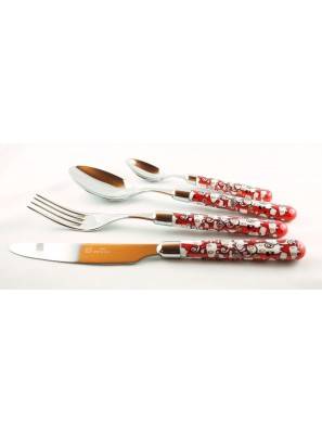 Stainless Steel Rivadossi Colored Cutlery - Willow Set 4 Pieces - Red -  - 