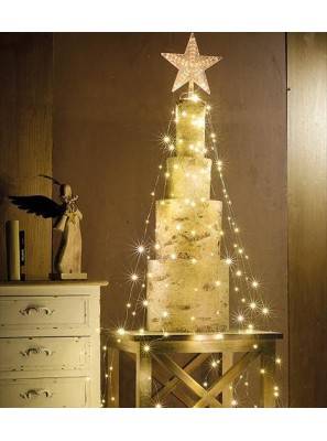 Cascata di Luci a Led con Puntale a Stella per Albero di Natale - 