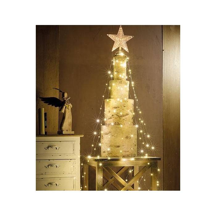 Sternförmige Christbaumspitze mit 10-Draht-Kaskade und 180 warmweißen LEDs - 