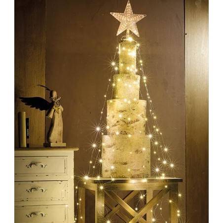 Cascata di Luci a Led con Puntale a Stella per Albero di Natale - 