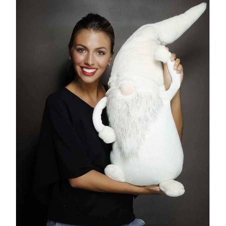 Weihnachtsmann oder Gnom aus Stoff - Weiß - Höhe 77 cm - 
