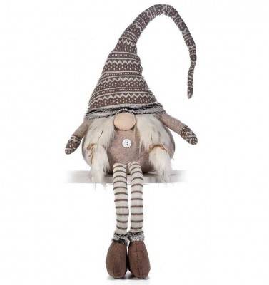 Brown Christmas Gnome and Striped Socks - Christmas Decorations -  - 