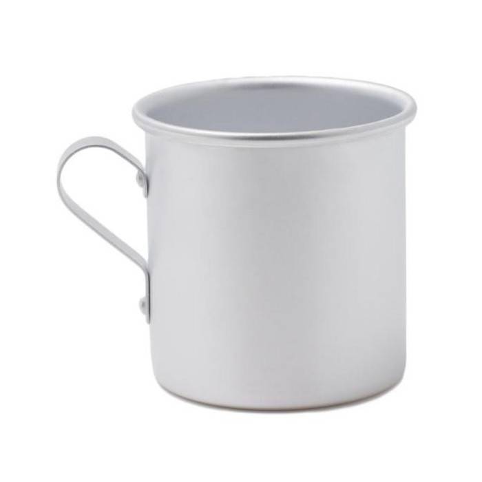 Mug cylindrique en aluminium avec poignée ronde 0,3 l de style vintage - Fabriqué en Italie - 