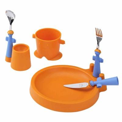Club Set 6pz Children's Pappa - Assiette, verre, Portautovo et 3 couverts - Rivadossi Sandro -
