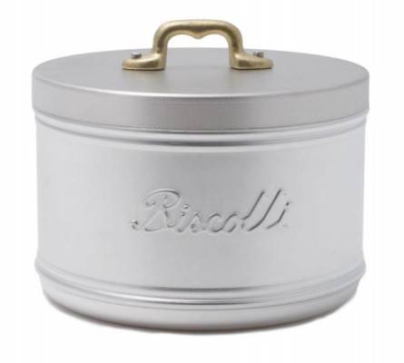 Pot à biscuits en aluminium avec poignée en laiton de style vintage - Fabriqué en Italie - 