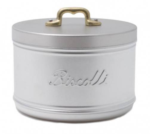 Biscottiera in Alluminio con Manico in Ottone Stile Vintage - Made in Italy - 