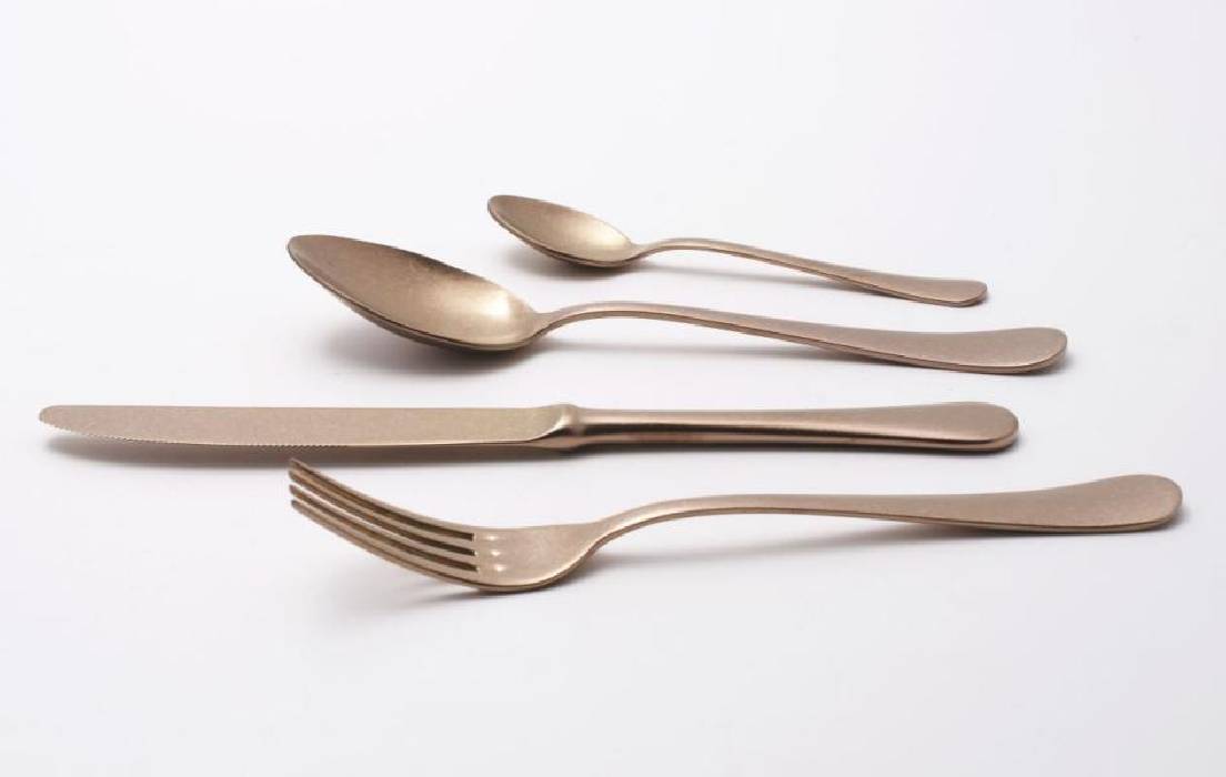Stahlbesteck im Vintage-Stil – Kupferfarbenes PVD – Serena Antico Set 24-teilig - 