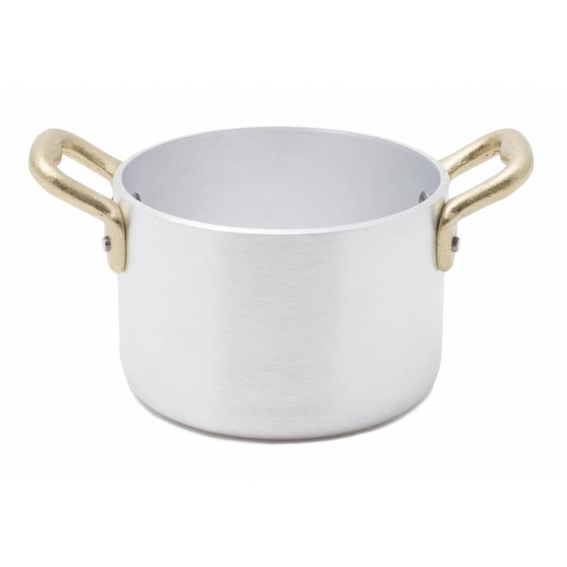 Aluminium Topf mit 2 Messinggriffen - Vintage Style - 