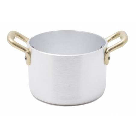 Aluminium Topf mit 2 Messinggriffen - Vintage Style - 