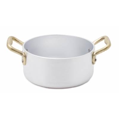 Casserole en aluminium avec 2 poignées en laiton - Ø12 - Style Vintage - 