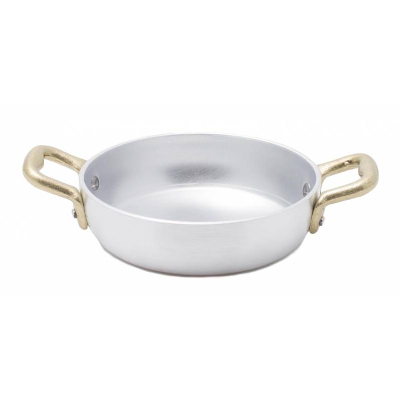 Aluminiumpfanne mit 2 Messinggriffen - Vintage Style - Made in Italy - 