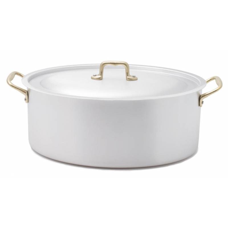 Casserole ovale professionnelle deux poignées en laiton avec couvercle - 