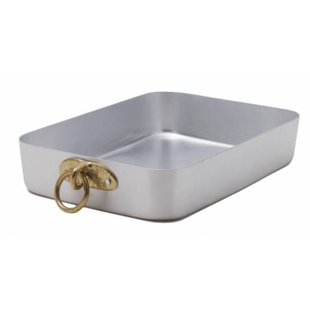 Rectangular Aluminum Roasting Pan / Tray with 1 Brass Ring -  - 