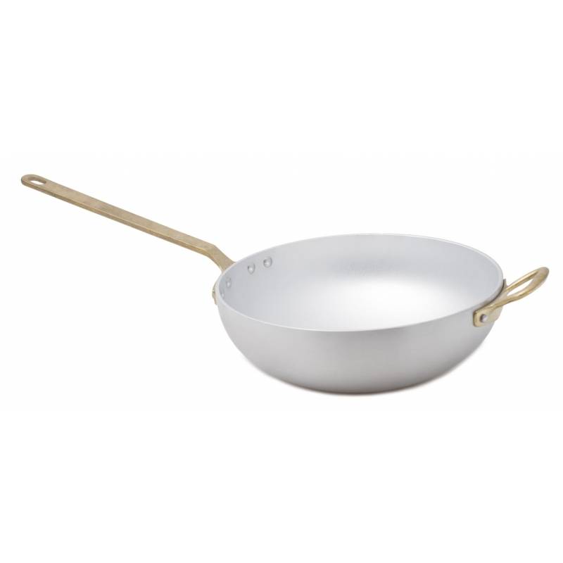 Professioneller Aluminium-Wok-Topf mit zwei Messinggriffen - 