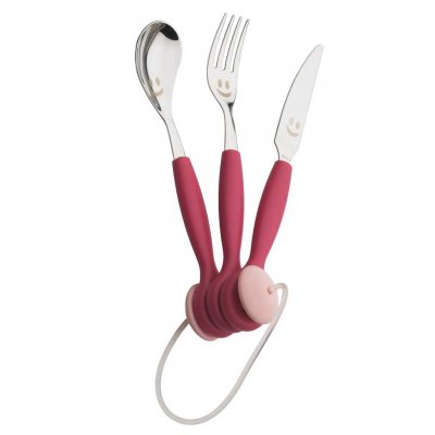 Rivadossi children's cutlery - 3 -piece sets - Fuchsia jingle -