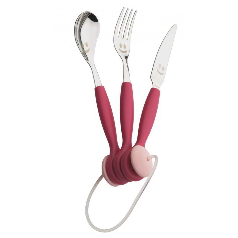 Posate per Bambini Rivadossi - Set 3 Pezzi - Jingle Colore Fucsia - 