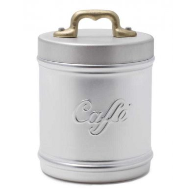 Barattolo / Contenitore in Alluminio con Scritta Caffè e Coperchio - 