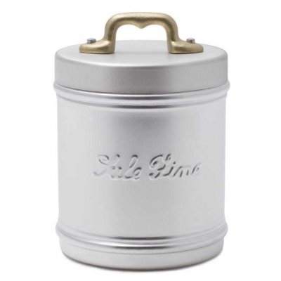 Aluminiumbehälter/Glas mit „Fine Salt“-Schriftzug – Retro-Stil - 