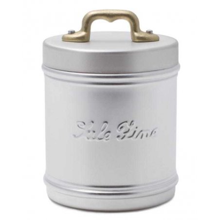 Aluminiumbehälter/Glas mit „Fine Salt“-Schriftzug – Retro-Stil - 