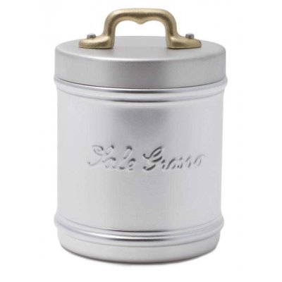 Aluminum container / jar with "Sale Grosso" writing - Brass lid and handle - Retro style -  - 